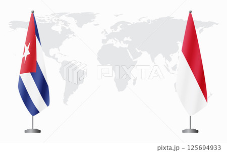 Cuba and Monaco flags for official meeting 125694933