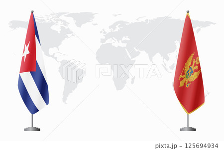 Cuba and Montenegro flags for official meeting Cuba and Montenegro flags for official meeting 125694934