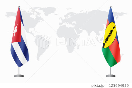 Cuba and New Caledonia flags for official meeting Cuba and New Caledonia flags for official meeting 125694939