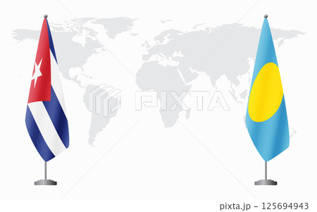 Cuba and Palau flags for official meeting Cuba and Palau flags for official meeting 125694943