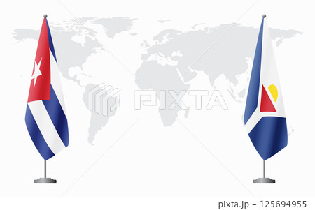 Cuba and Saint Martin flags for official meeting 125694955