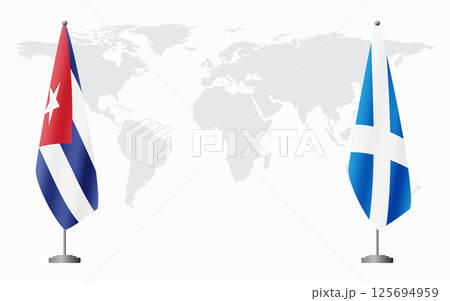 Cuba and Scotland flags for official meeting Cuba and Scotland flags for official meeting 125694959