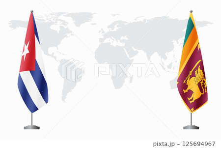 Cuba and Sri Lanka flags for official meeting 125694967