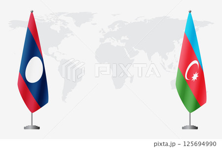 Laos and Azerbaijan flags for official meeting Laos and Azerbaijan flags for official meeting 125694990