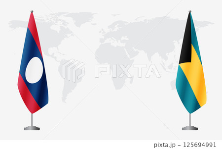Laos and Bahamas flags for official meeting 125694991