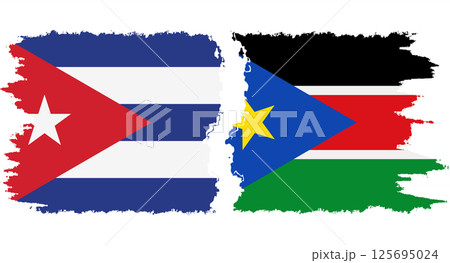 South Sudan and Cuba grunge flags connection vector 125695024