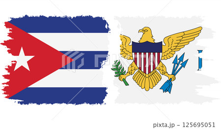 United States Virgin Islands and Cuba grunge flags connection vector 125695051