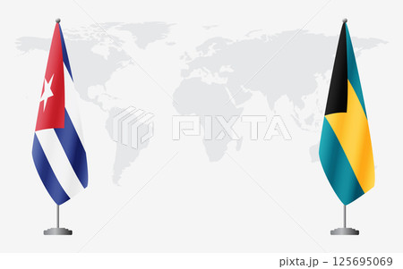 Cuba and Bahamas flags for official meeting Cuba and Bahamas flags for official meeting 125695069