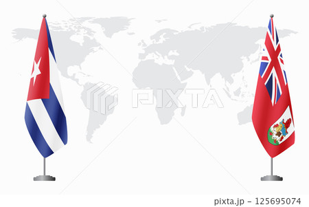 Cuba and Bermuda flags for official meeting 125695074