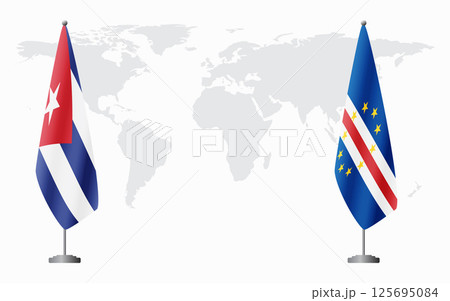 Cuba and Cape Verde flags for official meeting 125695084