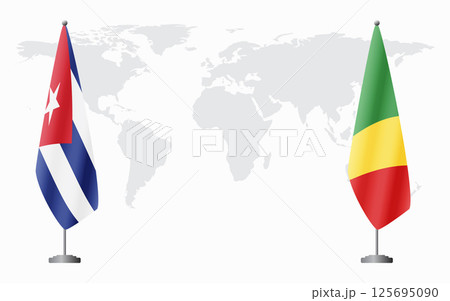 Cuba and Congo-Brazzaville flags for official meeting 125695090