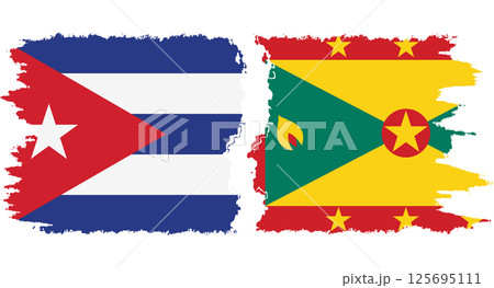 Grenada and Cuba grunge flags connection vector 125695111