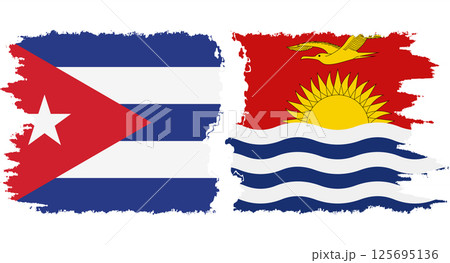 Kiribati and Cuba grunge flags connection vector 125695136