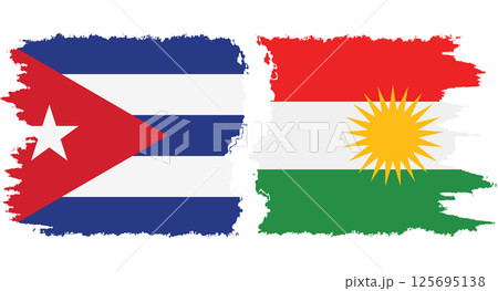 Kurdistan and Cuba grunge flags connection vector 125695138