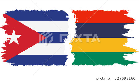 Mauritius and Cuba grunge flags connection vector Mauritius and Cuba grunge flags connection vector 125695160