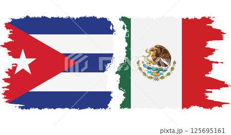 Mexico and Cuba grunge flags connection vector Mexico and Cuba grunge flags connection vector 125695161