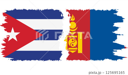 Mongolia and Cuba grunge flags connection vector 125695165
