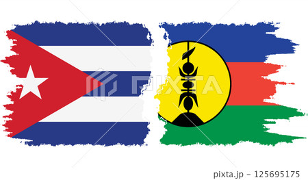 New Caledonia and Cuba grunge flags connection vector New Caledonia and Cuba grunge flags connection vector 125695175
