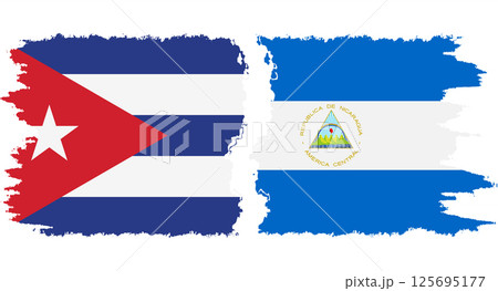 Nicaragua and Cuba grunge flags connection vector Nicaragua and Cuba grunge flags connection vector 125695177