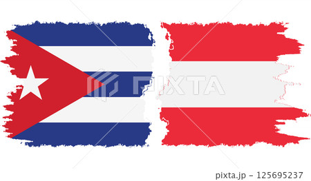 Austria and Cuba grunge flags connection vector 125695237