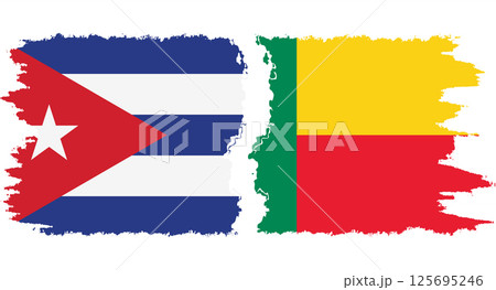 Benin and Cuba grunge flags connection vector 125695246