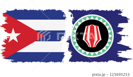 Bougainville and Cuba grunge flags connection vector 125695253