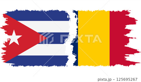 Chad and Cuba grunge flags connection vector 125695267