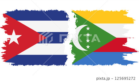 Comoros and Cuba grunge flags connection vector 125695272
