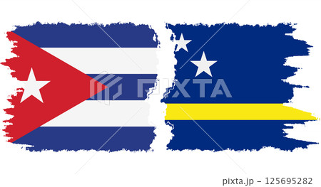 Curacao and Cuba grunge flags connection vector Curacao and Cuba grunge flags connection vector 125695282