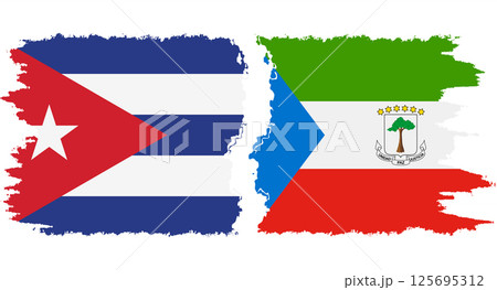 Equatorial Guinea and Cuba grunge flags connection vector 125695312