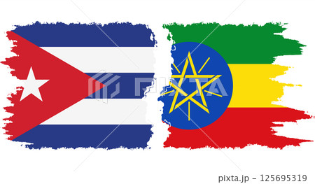Ethiopia and Cuba grunge flags connection vector Ethiopia and Cuba grunge flags connection vector 125695319