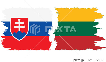 Lithuania and Slovakia grunge flags connection vector 125695402