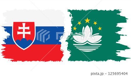 Macau and Slovakia grunge flags connection vector Macau and Slovakia grunge flags connection vector 125695404