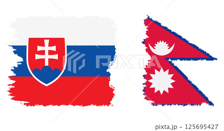 Nepal and Slovakia grunge flags connection vector 125695427