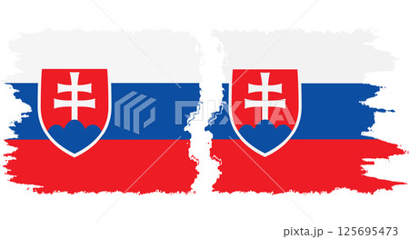 Slovakia and Slovakia grunge flags connection vector 125695473