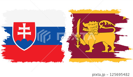 Sri Lanka and Slovakia grunge flags connection vector 125695482