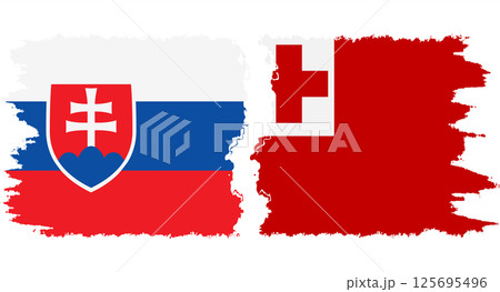Tonga and Slovakia grunge flags connection vector Tonga and Slovakia grunge flags connection vector 125695496