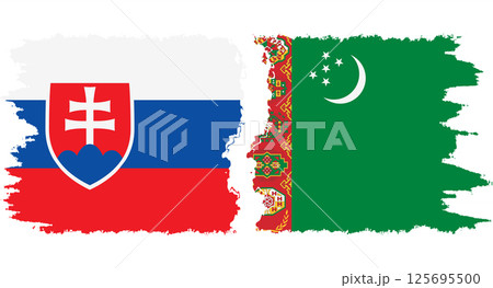 Turkmenistan and Slovakia grunge flags connection vector 125695500