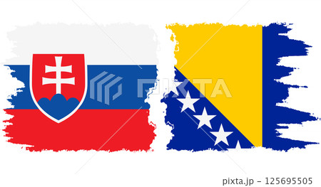 Bosnia and Herzegovina and Slovakia grunge flags connection vector 125695505