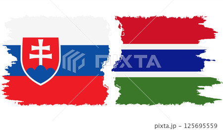 Gambia and Slovakia grunge flags connection vector 125695559