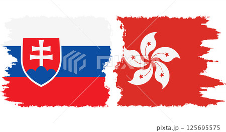 Hong Kong and Slovakia grunge flags connection vector Hong Kong and Slovakia grunge flags connection vector 125695575