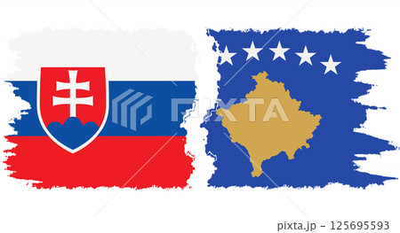 Kosovo and Slovakia grunge flags connection vector Kosovo and Slovakia grunge flags connection vector 125695593