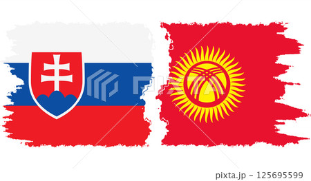 Kyrgyzstan and Slovakia grunge flags connection vector 125695599