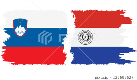 Paraguay and Slovenia grunge flags connection vector Paraguay and Slovenia grunge flags connection vector 125695627