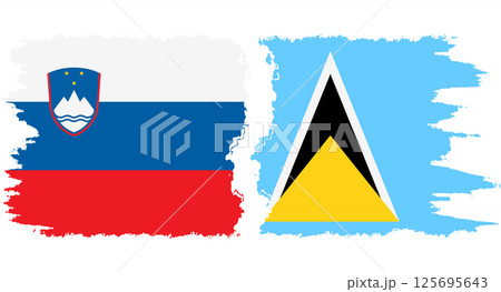 Saint Lucia and Slovenia grunge flags connection vector Saint Lucia and Slovenia grunge flags connection vector 125695643