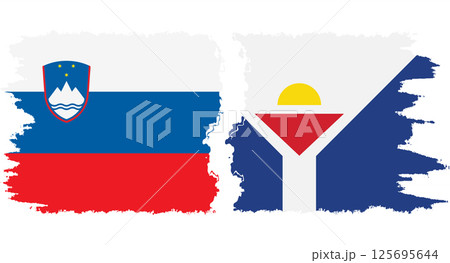 Saint Martin and Slovenia grunge flags connection vector 125695644