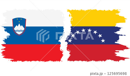 Venezuela and Slovenia grunge flags connection vector 125695698
