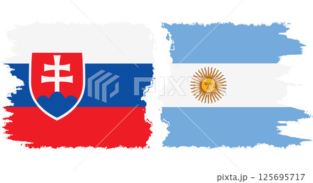 Argentina and Slovakia grunge flags connection vector 125695717
