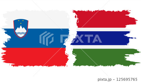 Gambia and Slovenia grunge flags connection vector 125695765