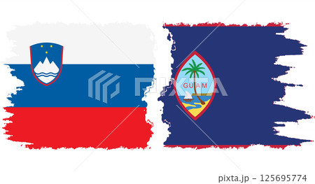 Guam and Slovenia grunge flags connection vector 125695774